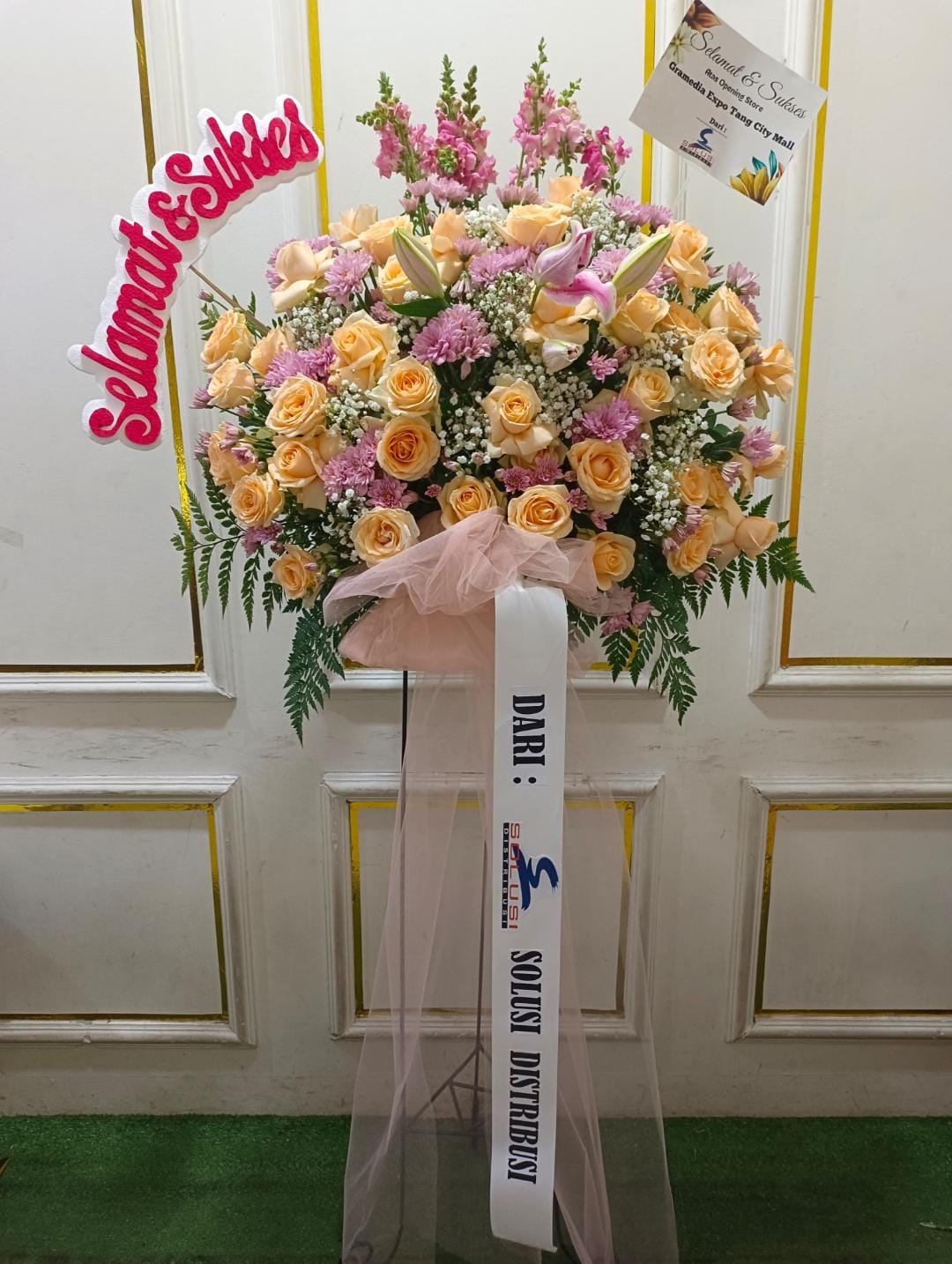 Standing flower ucapan selamat sukses