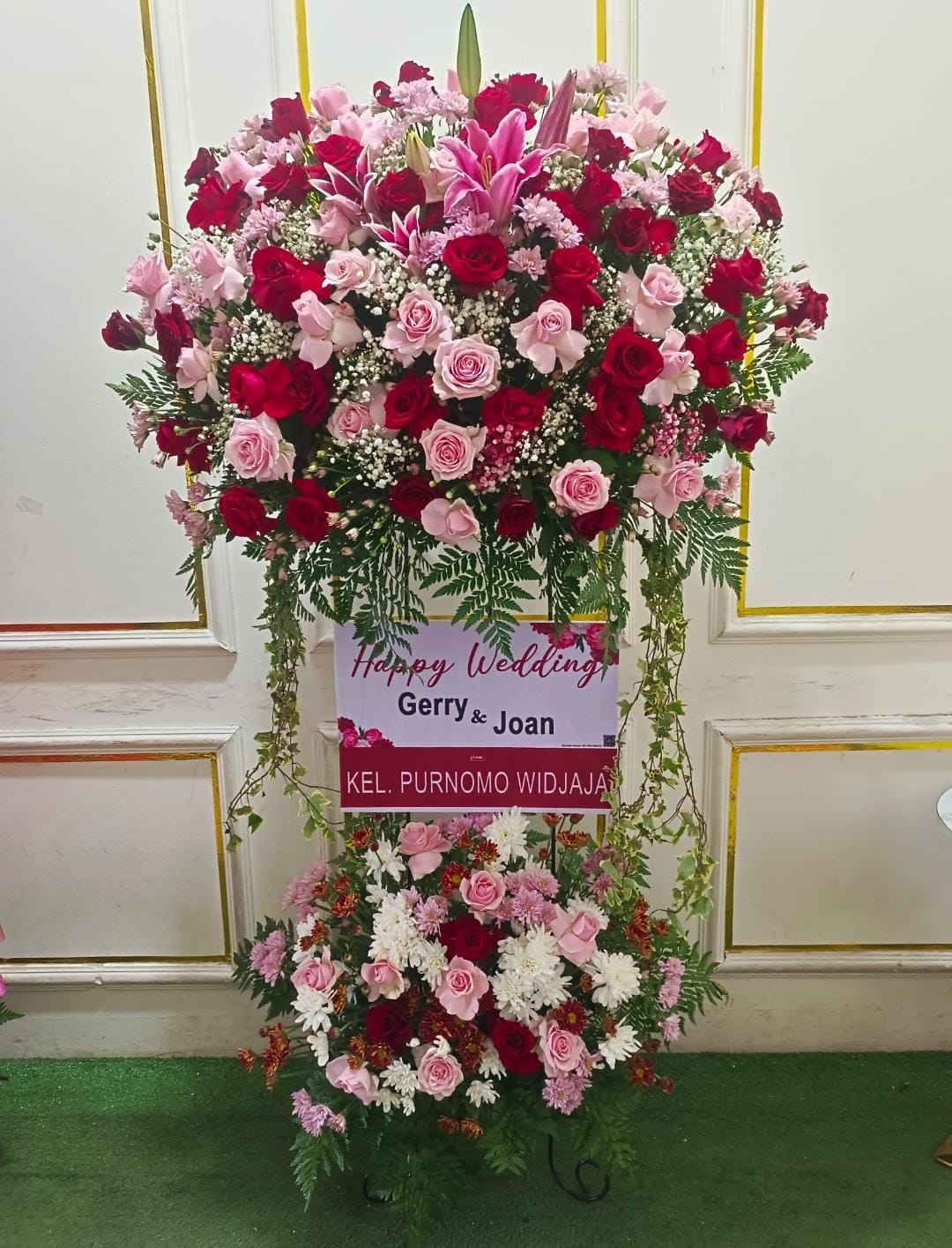 Standing flower happy wedding